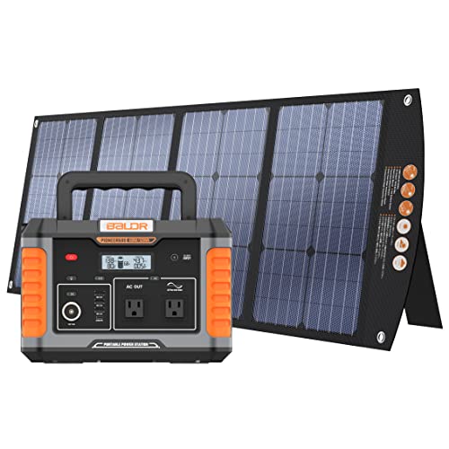 BALDR 600Wポータブル電源 120Wソーラーパネル セット 大容量家庭用蓄電池 バックアップバッテリー140540mAh/520Wh 純正弦波 三つの充電方法 AC(600W 瞬間最大1200W) 最新型ETFE太陽光パネル 23.5%高転換