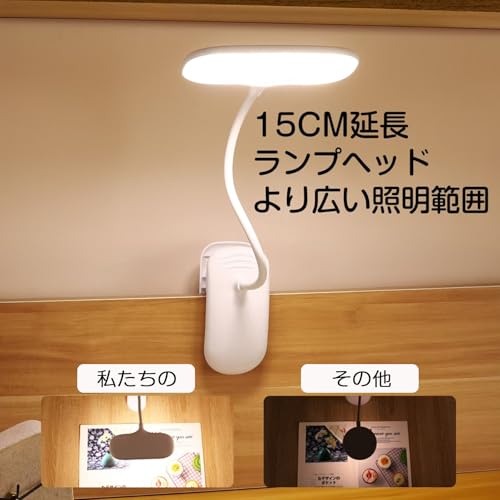 クリップライト LED 目の保護 デスクライト スタンドライト 卓上ライト USB充電/プラグインデュアル目的 3段階の色調整 無段階調光 360°回転 タッチセンサー 寝室/勉強部屋/ベッドサイドに最