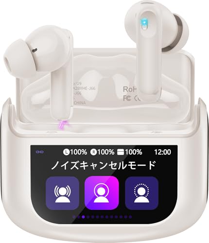 イヤホン bluetooth ワイヤレスイヤホン【2025年最新多機能タッチスクリーンとANC搭載】ブルートゥースイヤホン bluetooth5.4 低音ステレオヘッドフォン ENC通話ノイズキャンセリング/透明モード