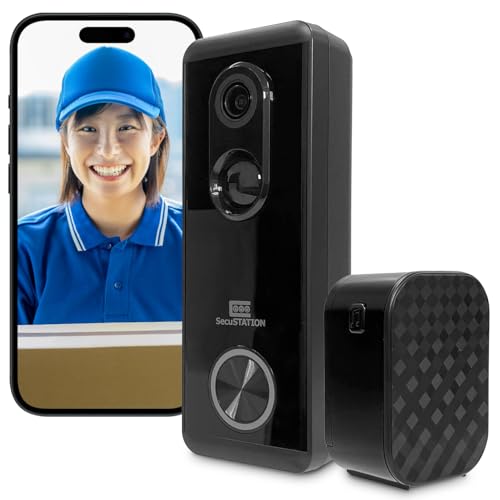 SecuSTATION 国内メーカー 防犯設備士推薦 インターホン ワイヤレス 500万画素 工事不要 IP65 防塵防水 スマホ 対応 ドアベル カメラ付き 録画 防犯 屋外 通話 暗視 玄関 wifi対応 チャイム テレビ