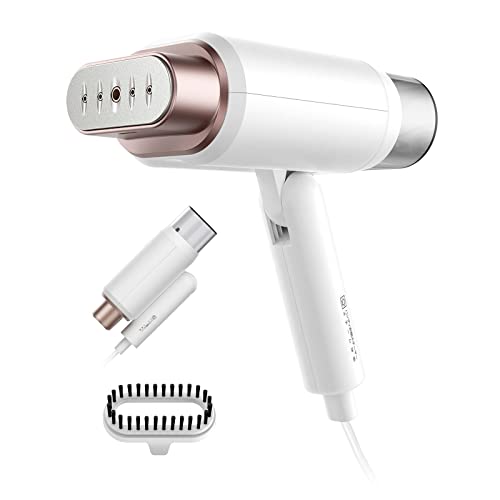 スチームアイロン 衣類スチーマー ハンガーにかけたまま 180ml水タンク ハンディアイロン 2段階スチーム シワ伸び・除菌・消臭 折り畳み式 軽量 ブラシ ミ...