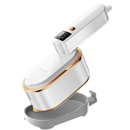 スチームアイロン 衣類スチーマー 【瞬間しわ伸ばし】1300W 9秒立ち上がり 大容量タンク180ml デジタル表示 三段階調節 超大量スチーム連続噴射最大25g/min ハンガーにかけたまま ハンドル折り