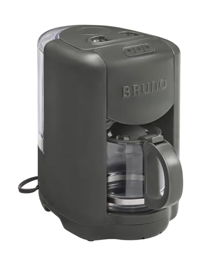 BRUNO ブルーノ コーヒーメーカー 全自動 ミル付き コーヒー 豆挽き ドリップ コンパクト 小型 ペーパーレス メッシュフィルター 2杯～5杯 オートオフ 簡単操作 おしゃれ チャコール BOE151-CH