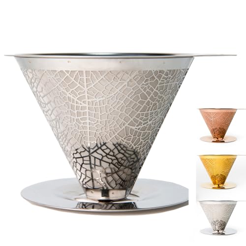 チルコーヒー【洗いやすい&コーヒーオイルを味わえる】 チタンコーティング コーヒーフィルター コーヒードリッパー ステンレス