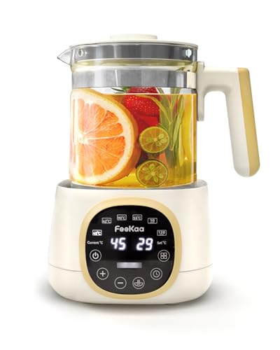 Feekaa 電気ケトル ガラス ケトル温度調節（±1℃） 保温機能付き 予約 1.3L 湯沸かしケトル お茶/コーヒ..