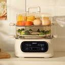 スチームクッカー 2段 電気蒸し器 多機能 9.3L 1台5役 朝食用機械 卵蒸し器 上下同時調理 コンパクトフードスチーマー 蒸し器 電気 家庭用 茹で卵メー...