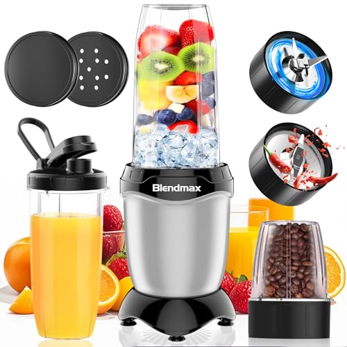 ジューサー ミキサー 氷も砕ける 【1台多役10点セット&2種類の刃6枚刃+2枚刃&2つボトル600ml+300ml 】ミキサー 小型 スムージー/野菜/果物/...