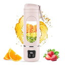 ミキサー 小型 ジューサー 回転刃4枚 【携帯式 3重安全装置 30000回/分高速回転】 500mlボトル 3段階モード 食品級材料 Type-c充電式 一台...
