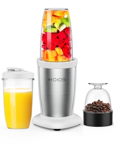 KOIOS ミキサー ジューサー ダブルボトル 500ml大容量 コーヒーミル 6枚刃 ハイパワー400W スムージー 25000r/min高速回転 果物/野菜...