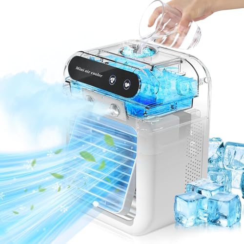 DAYUIRA 冷風機 冷風扇 強力 卓上クーラー 卓上冷風機 強力送風 1台4役 小型 静音 500ML大容量 2段階風量 上下角度調整 冷風扇 2段階噴霧量 氷いれ可能 ミニクーラー 置き型 冷風扇風機 クーラー