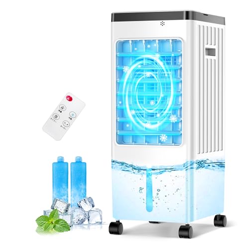 【 】Goldmax 冷風機 冷風扇 冷風扇風機 強力 8L大容量 左右首振り風向調節 リモート/タッチ 7Hタイマー スポットクーラー 家庭用 3つモード 調整可能な速度 スポットエアコン 熱中症対策 移