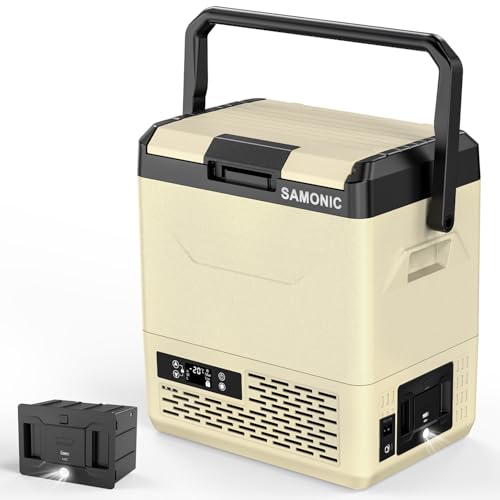 SAMONIC 車載冷蔵庫 ポータブル冷蔵庫 -20℃〜20℃ 15600mAh大容量バッテリー搭載 急速冷凍 蓋の開閉方向変更可能 コンプレッサー式 4WAY...