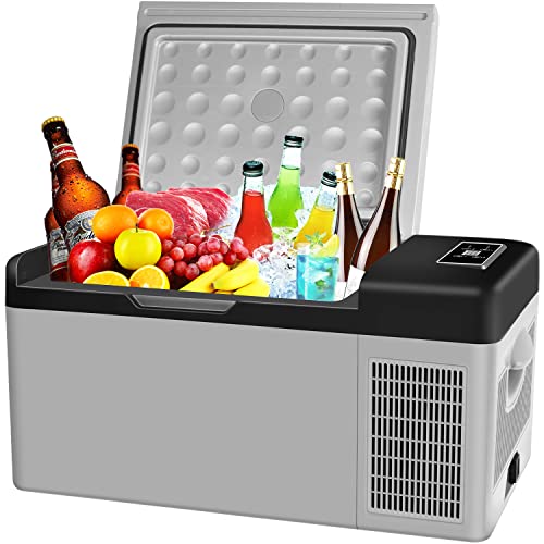 Sumeriy 車載冷蔵庫 18L -20℃〜20℃ 急速冷凍 2WAY電源対応 DC12V24V/AC100V 車載家庭両用 静音 ポータブル冷蔵庫 取扱説明...