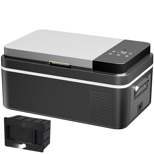 Sumeriy 車載冷蔵庫 22L バッテリー付き -20℃〜20℃ 急速冷凍 ポータブル冷蔵庫 大容量 省エネ 4WAY電源対応 電池 DC12V24V/AC...