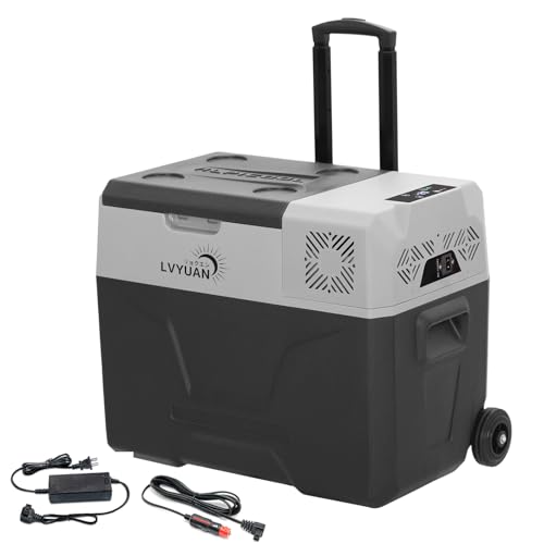 LVYUAN 車載冷蔵庫 冷凍庫 40L 大容量 家庭/車両両用(AC100V・DC12V/24V対応) 冷蔵冷凍切替可能(-20℃〜20℃) 静音設計 キャス...