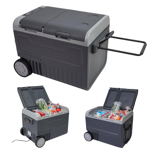 THANKO キャスター付き車載用2ドア冷凍冷蔵庫45L CAFL25HGY45L 車用 冷凍庫 ポータブル冷蔵庫 車載 保冷庫 アウトドア キャンプ トラック...