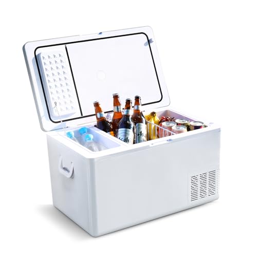 ECL 車載冷蔵庫 35L ポータブル冷凍庫冷蔵庫 コンプレッサー式 車載家庭両用 冷凍室-20℃〜-12℃ 冷蔵室0℃〜8℃ 3WAY電源対応 AC100V ...