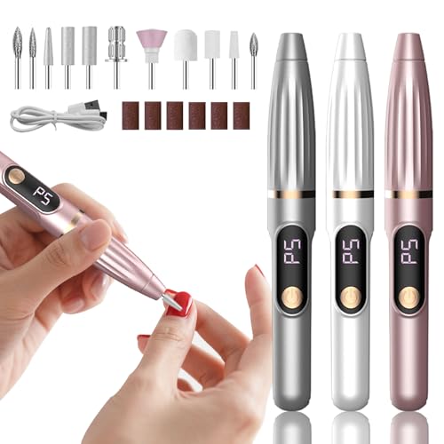 ネイルマシン 電動ネイルマシン LEDデジタル表示搭載 高速回転 スピード調節可能 コードレス Type-c充電式 ネイルドリル 専用ビット11個セット マニキ...