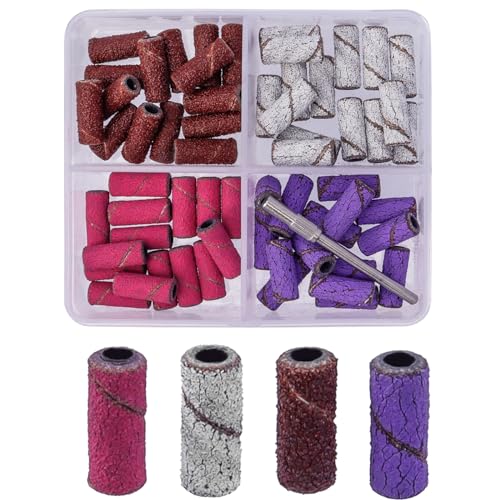 Bestgle サンディングバンド ネイルケアセット 60個セットネイルドリルビット 2.35mm 超硬バー #80#120#180#240 サンドペーパースリ...