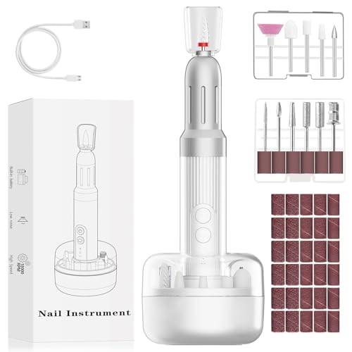 UYTON ネイルマシン プロ用 電動ネイルマシン ピット ネイルオフマシーン コードレス 甘皮処理 爪磨き 専用ビット12個 ネイルケアセット 充電台座付き ...