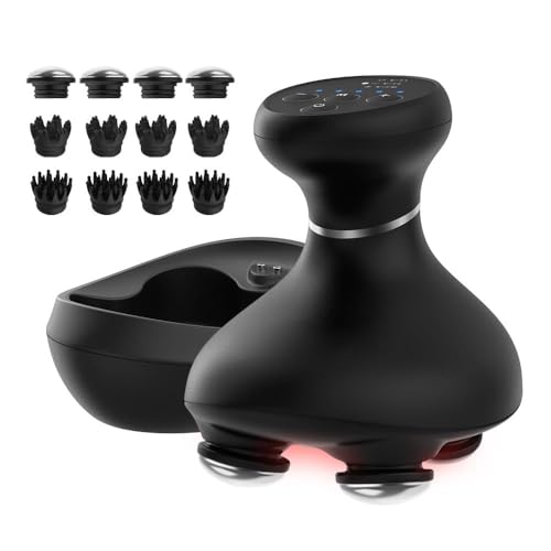 ヘッドスパ 電動頭皮ブラシ 頭皮ケア フェイスケア 高輝度赤色LED IPX7防水 3D振動 コードレス 美容家電 全身適用 EMS