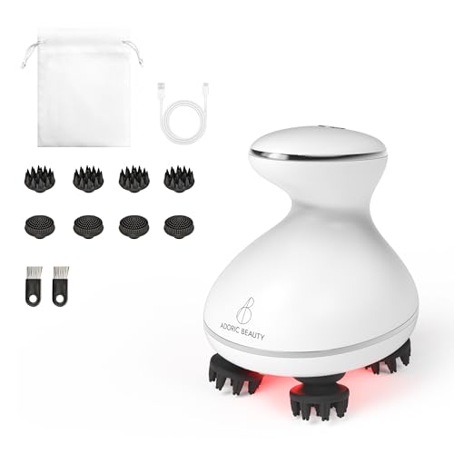 EMS ヘッドスパ 電動頭皮ブラシ 美容家電 頭皮ケア フェイスケア コードレス 静音 乾湿両用 IPX7防水 広範囲赤色LED 3D振動 15分タイマー 収納...