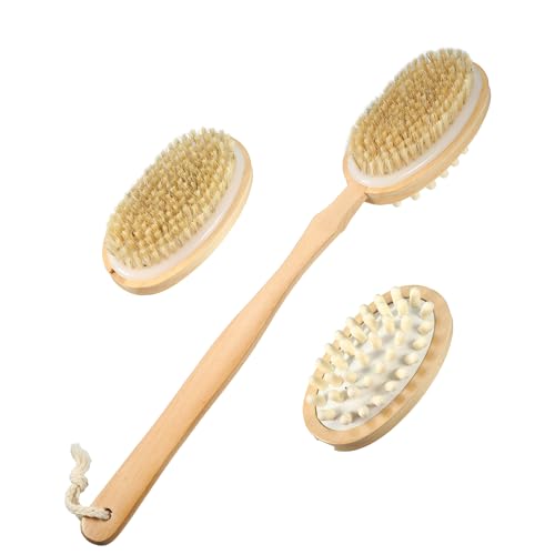 VOCOSTE ボディブラシ 両面乾燥ブラシ 背中洗い 角質ケア 取り外し可能 マッサージボディブラシ 男女兼用
