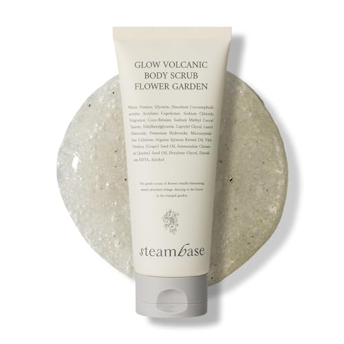 STEAMBASE グロー ボルカニック ボディ スクラブ 200ml 3タイプより1本選択 (cozy fig/flower garden/r..