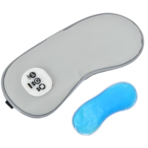 サンパーシー ホットアイマスク 冷感ジェルパッド付き 振動機能 USB充電式 コードレス (グレー)