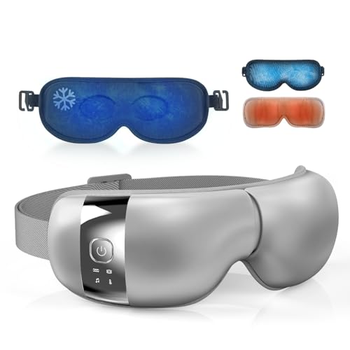 【2025新設計 温冷ケア 冷却ジェル付属】HuBDIC アイウォーマー ホットアイマスク 360°空気圧×振動×温熱 折り畳み式 USB-C充電 Bluetooth音楽 15分自動オフ 液晶ディスプレイ 軽量 簡単操作 睡眠ケ