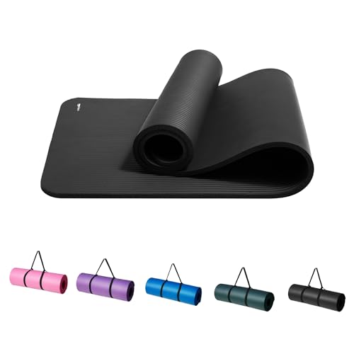 ベーシック ヨガマット 厚め 12mm キャリーストラップ付 トレーニングマット ストレッチマット ピラテ..