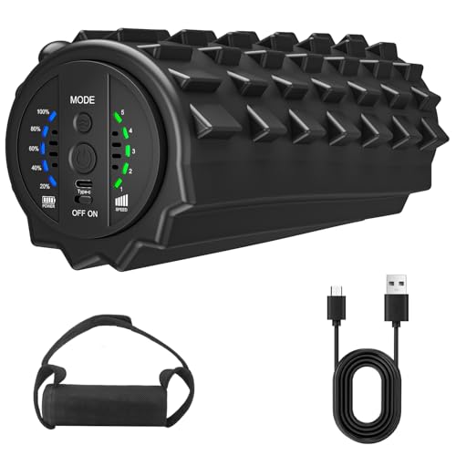 COOBST 振動フォームローラー 電動フォームローラー 5段階強度切替 充電式 バッテリー内蔵 高耐久 EVAソリッドコア フィットネス ヨガ スポーツ リカバリ キャリーバッグ付属