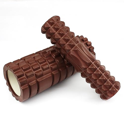 フォームローラー 大小 2個 セット 筋膜リリース ヨガポール ショート エクササイズ 体幹トレーニング ダイエット (ブラウン)