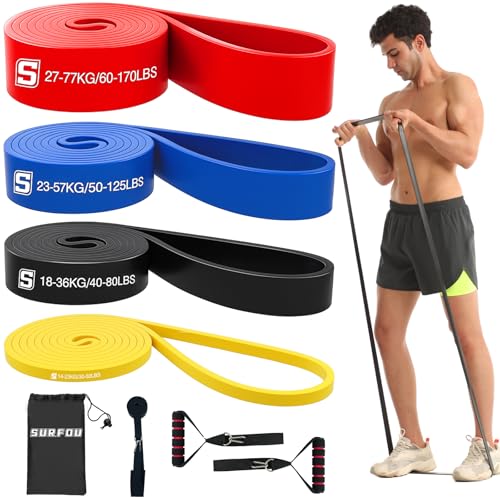 SURFOU トレーニングチューブ 懸垂 チューブ ダイエット器具 筋トレ グッズ 4本セット トレ ...