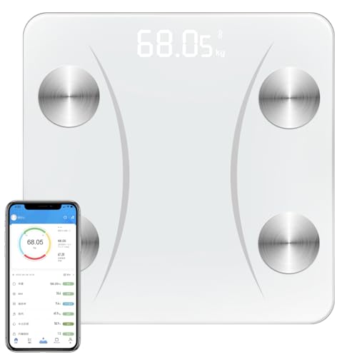 体重計 体脂肪計 Bluetooth スマホ連動 ヘルスメーター 2025最新 体組成計 高精度/軽量収納 日本語APP ..
