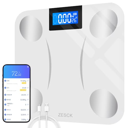 体重計 体脂肪計 体重計 スマホ連動 Bluetooth 体組成計 ヘルスメーター 対組成計 weight scale スケール 高精度 自動ON/OFF バックライト付 180kgまで対応 ボディスケール 強化ガラス コンパクト 軽