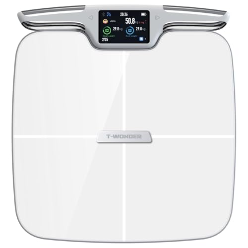 T-WONDER HYPER BODY MASTER ホワイト 幅35.2×奥行37.5×高さ3.5cm 体組成計 体重計 スマホ連動 コンパクト 高精度採点機能