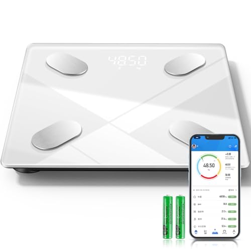 体重計 体脂肪計 体組成計 体重/体脂肪/体組成測定 LEDデジタル表示 高精度bluetooth接続 16項目測定可能 自動電源ON/OFF バックライト付 180kgまで対応 自動認識機能付き スマート データ自動グラ