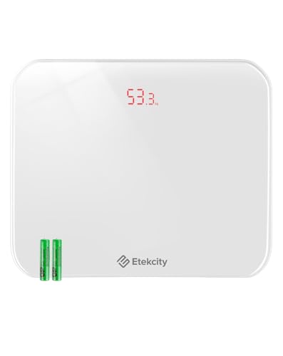 Etekcity 体重計 ヘルスメーター たいじゅうけい電源自動ON/OFF 小型 強化ガラス コンパクト 電池付属 EB4010J ホワイト