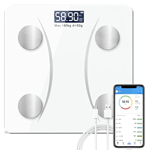 体重計 スマホ連動 bluetooth 体組成計 体脂肪計 2023最新 ボディスケール- 体重、体脂肪率、筋肉率、..