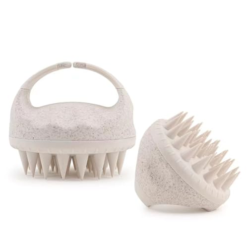 WOVTE 頭皮マッサージ ブラシ 頭皮洗浄 頭皮ブラシ 頭皮ケア シリコン製 ヘッドマッサージ 乾湿両用 女男兼用 (オフホワイト)