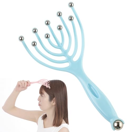 皮膚科医推薦 頭皮マッサージ ヘッドマッサージ 頭皮ケア ヘッドスパ ツボ押し リフレッシュ スカルプブラシ (ブルー)