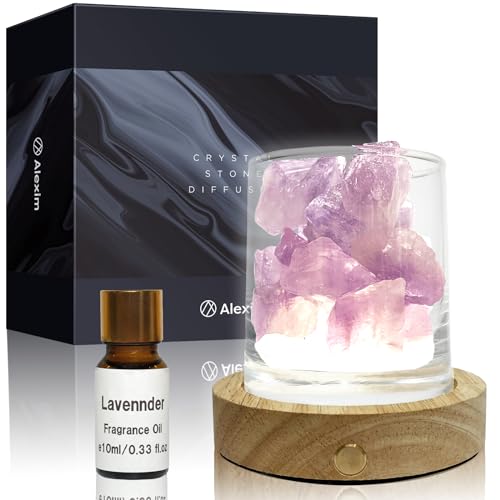 Alexim アロマストーン アメジスト 充電式LED台座 ラベンダーオイル