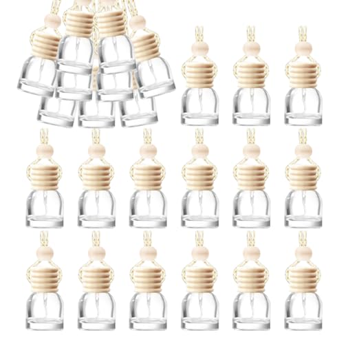 siawadeky 車用香水瓶 20個セット 容量10ml 吊り下げ式 アロマ香水瓶 カーディフューザー瓶 芳香剤 香..