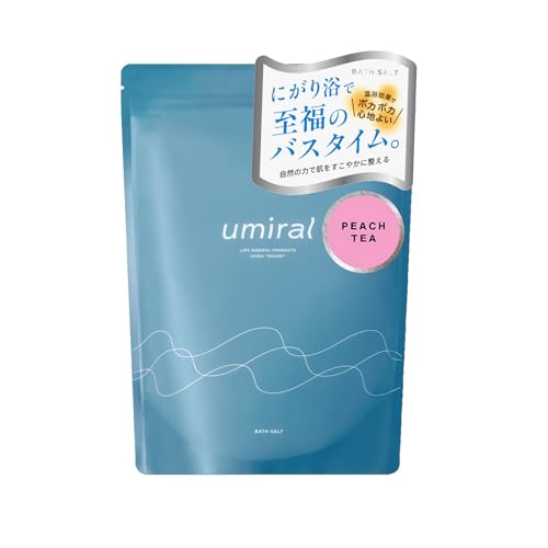 バスソルト 入浴剤 発汗 umiral ウミラル ピーチティ 香り付き にがり トップシェアメーカー 軽量スプーン付き 塩化マグネシウム 風呂釜傷めない 追い焚きOK 塩分99.5％除去 350g×1 (ピーチティ