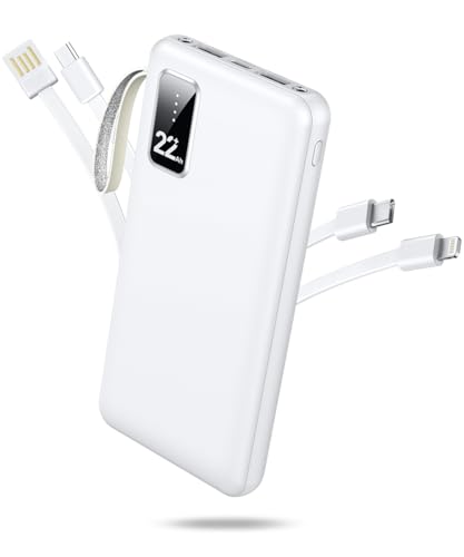 【2025新設計・22800mAh大容量】 モバイルバッテリー 軽量 小型 急速充電 スマホ充電器 ケーブルレス 5台同時充電可 LCD液晶残量表示 LEDライ...