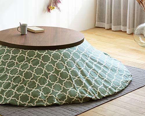家具の里 こたつ布団カバー モロッカン柄 (日本製) カバー単品 (φ215cm / 円形) ミストグリーン 丸型 ..