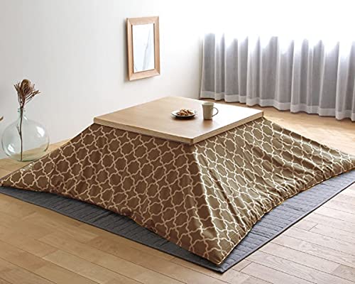 家具の里 こたつ布団カバー モロッカン柄 (日本製/カバー単品) 正方形 (195cm×195cm) モカベージュ×ホ..