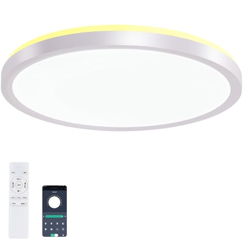 Pufier LEDシーリングライト 6畳30W 器具光束:3800lm導光板間接光 調色/調光タイプ 昼光色 電球色 リモコン付き 調光タイプ LEDライト ...