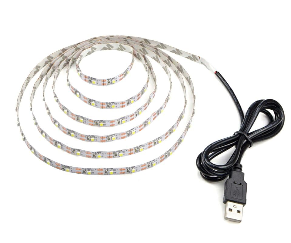 SGcreation 【1m LEDテープライト 間接照明】USB対応 SMD3528 5V LEDテープ 電球色 昼光色 棚下照明 テ..